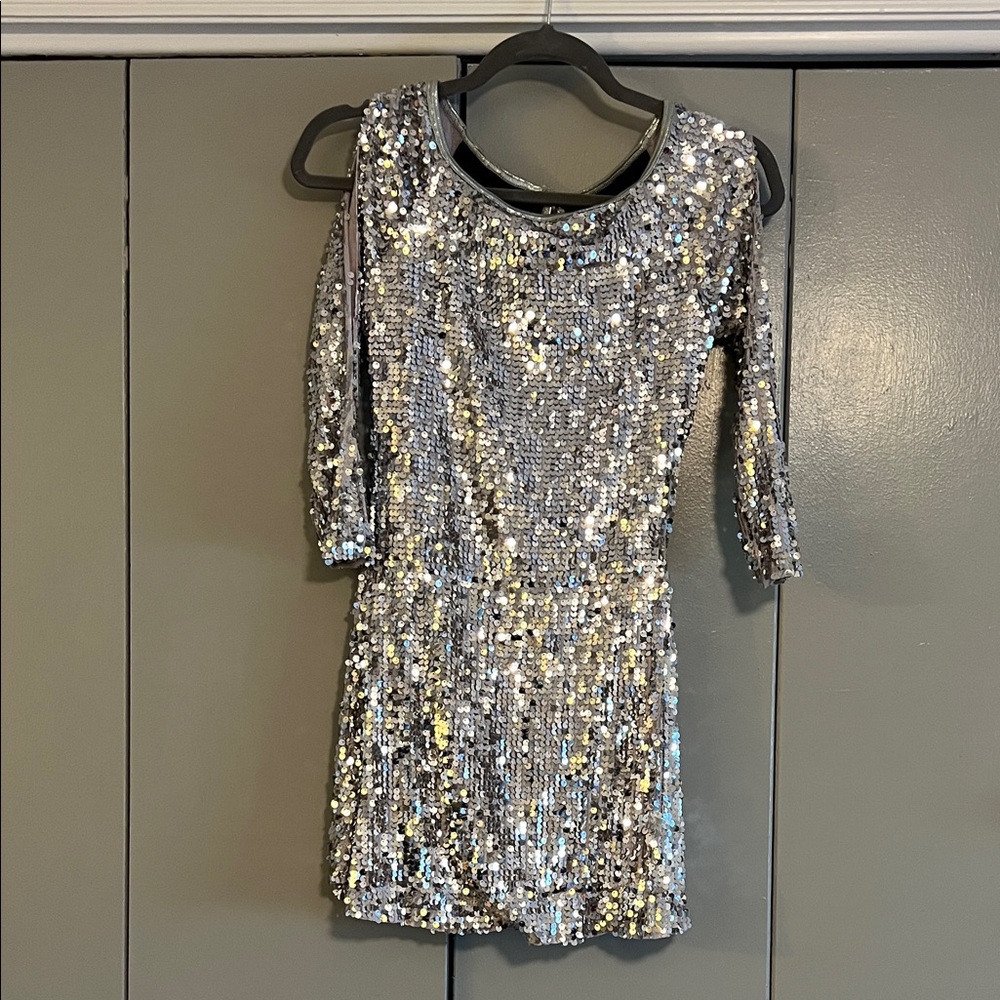 Weissman Shimmering Silver Sequin Dance Dress/Costume
